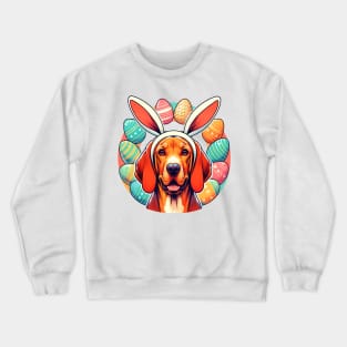 Redbone Coonhound Enjoys Easter with Bunny Ears Crewneck Sweatshirt